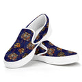Blue Tiger Tattoo Pattern Print White Slip On Sneakers