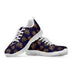 Blue Tiger Tattoo Pattern Print White Sneakers