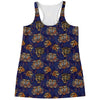 Blue Tiger Tattoo Pattern Print Women's Racerback Tank Top