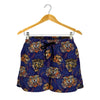 Blue Tiger Tattoo Pattern Print Women's Shorts