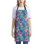 Blue Tropical And Pink Flamingo Print Apron