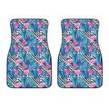 Blue Tropical And Pink Flamingo Print Front Car Floor Mats