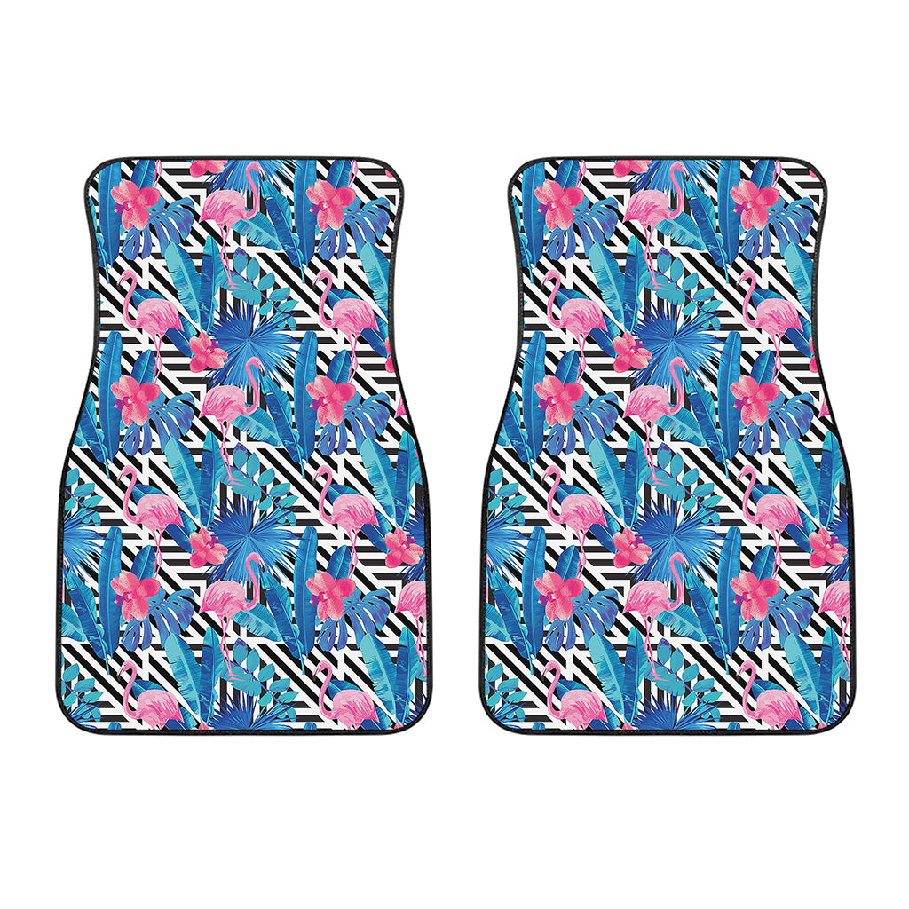 Blue Tropical And Pink Flamingo Print Front Car Floor Mats