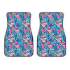 Blue Tropical And Pink Flamingo Print Front Car Floor Mats