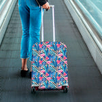 Blue Tropical And Pink Flamingo Print Luggage Cover