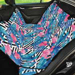 Blue Tropical And Pink Flamingo Print Pet Car Back Seat Cover