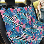 Blue Tropical And Pink Flamingo Print Pet Car Back Seat Cover