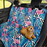 Blue Tropical And Pink Flamingo Print Pet Car Back Seat Cover