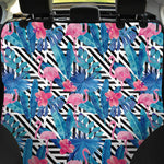 Blue Tropical And Pink Flamingo Print Pet Car Back Seat Cover