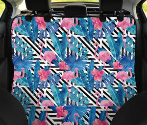 Blue Tropical And Pink Flamingo Print Pet Car Back Seat Cover