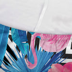Blue Tropical And Pink Flamingo Print Sofa Cover
