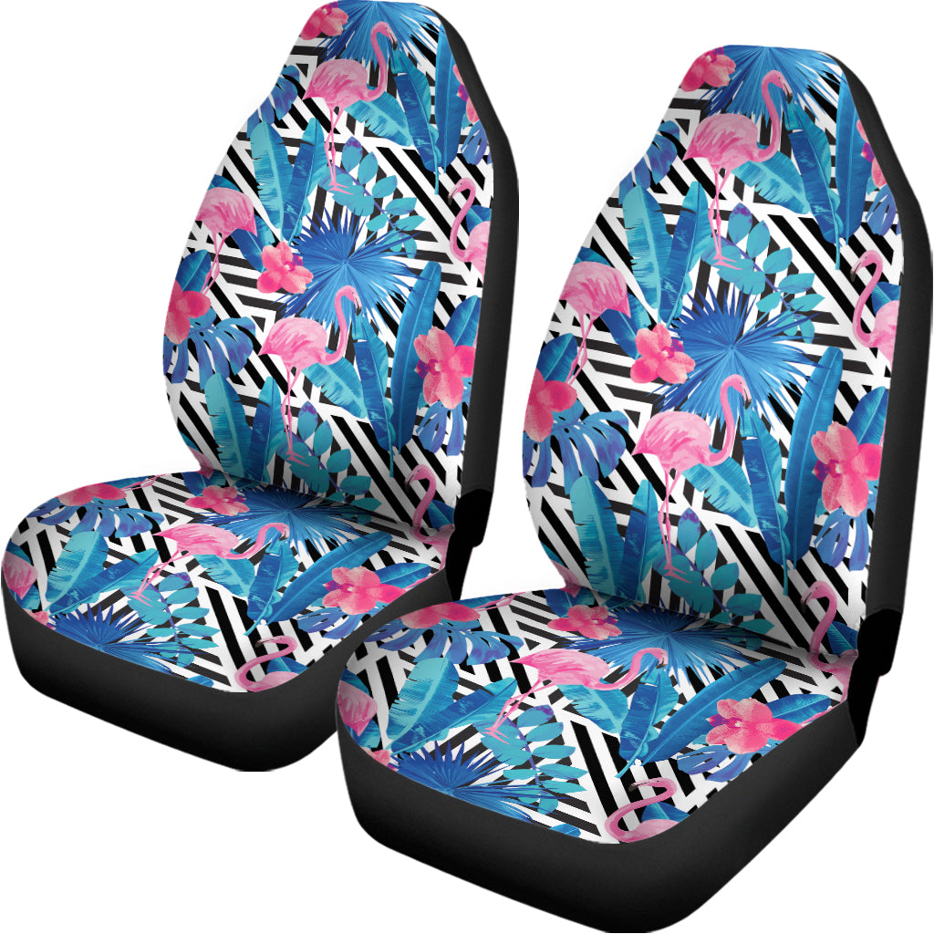 Blue Tropical And Pink Flamingo Print Universal Fit Car Seat Covers