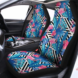 Blue Tropical And Pink Flamingo Print Universal Fit Car Seat Covers