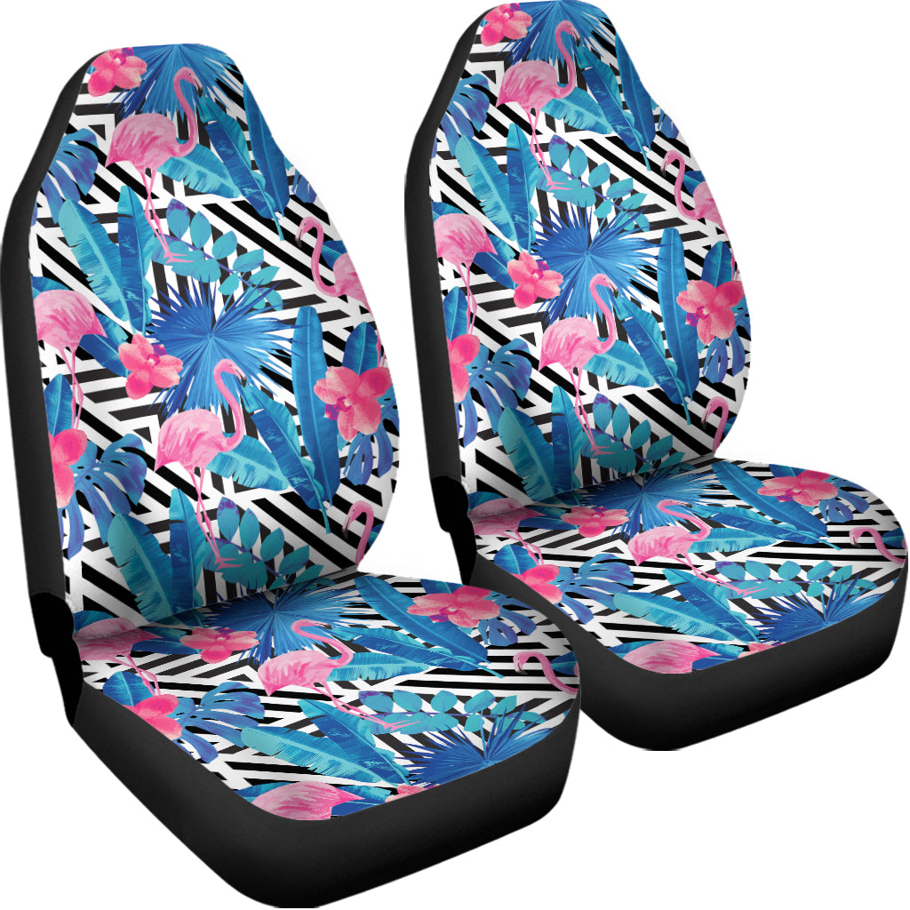 Blue Tropical And Pink Flamingo Print Universal Fit Car Seat Covers