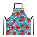 Blue Tropical Hibiscus Pattern Print Apron