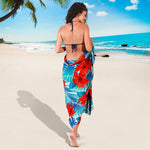 Blue Tropical Hibiscus Pattern Print Beach Sarong Wrap