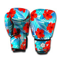 Blue Tropical Hibiscus Pattern Print Boxing Gloves