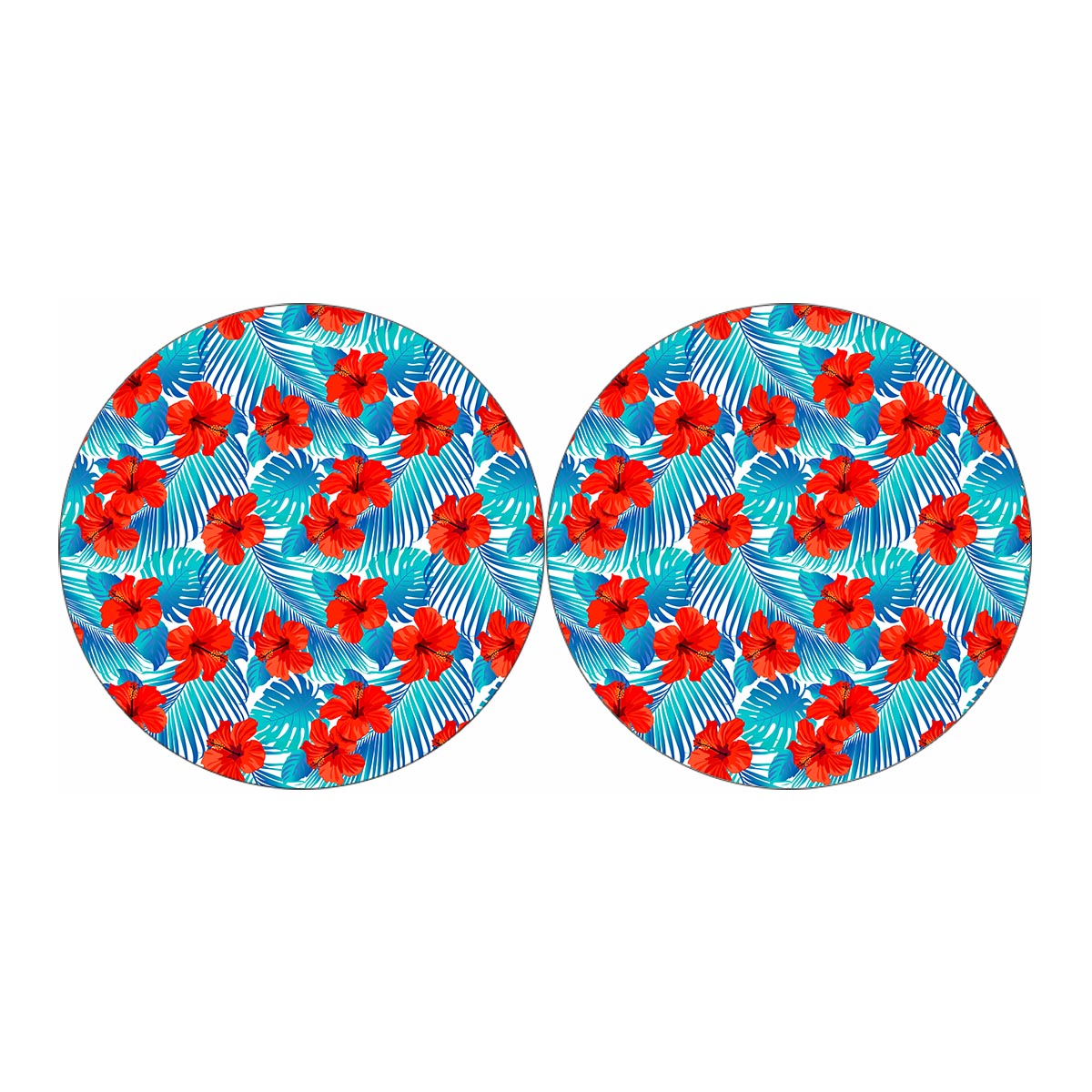 Blue Tropical Hibiscus Pattern Print Car Coasters