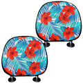 Blue Tropical Hibiscus Pattern Print Car Headrest Covers
