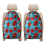 Blue Tropical Hibiscus Pattern Print Car Seat Organizers
