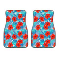 Blue Tropical Hibiscus Pattern Print Front Car Floor Mats