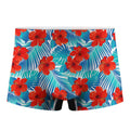 Blue Tropical Hibiscus Pattern Print Men's Boxer Briefs