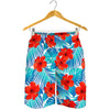 Blue Tropical Hibiscus Pattern Print Men's Shorts