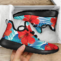 Blue Tropical Hibiscus Pattern Print Mesh Knit Shoes
