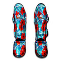 Blue Tropical Hibiscus Pattern Print Muay Thai Shin Guards