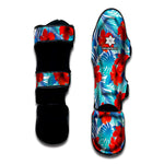 Blue Tropical Hibiscus Pattern Print Muay Thai Shin Guard