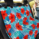 Blue Tropical Hibiscus Pattern Print Pet Car Back Seat Cover