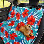 Blue Tropical Hibiscus Pattern Print Pet Car Back Seat Cover