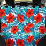 Blue Tropical Hibiscus Pattern Print Pet Car Back Seat Cover