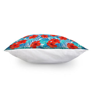 Blue Tropical Hibiscus Pattern Print Pillow Cover