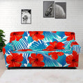 Blue Tropical Hibiscus Pattern Print Sofa Cover