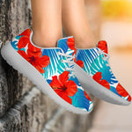 Blue Tropical Hibiscus Pattern Print Sport Shoes GearFrost