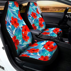 Blue Tropical Hibiscus Pattern Print Universal Fit Car Seat Covers