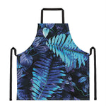 Blue Tropical Leaves Print Apron