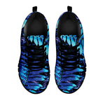 Blue Tropical Leaves Print Black Sneakers