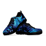 Blue Tropical Leaves Print Black Sneakers