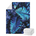 Blue Tropical Leaves Print Blanket