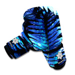 Blue Tropical Leaves Print Boxing Gloves