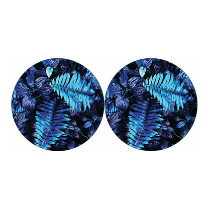 Blue Tropical Leaves Print Car Coasters