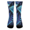 Blue Tropical Leaves Print Crew Socks