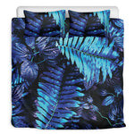 Blue Tropical Leaves Print Duvet Cover Bedding Set