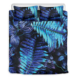 Blue Tropical Leaves Print Duvet Cover Bedding Set