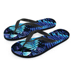 Blue Tropical Leaves Print Flip Flops