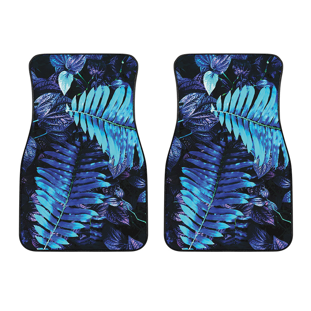 Blue Tropical Leaves Print Front Car Floor Mats