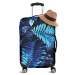 Blue Tropical Leaves Print Luggage Cover