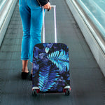 Blue Tropical Leaves Print Luggage Cover